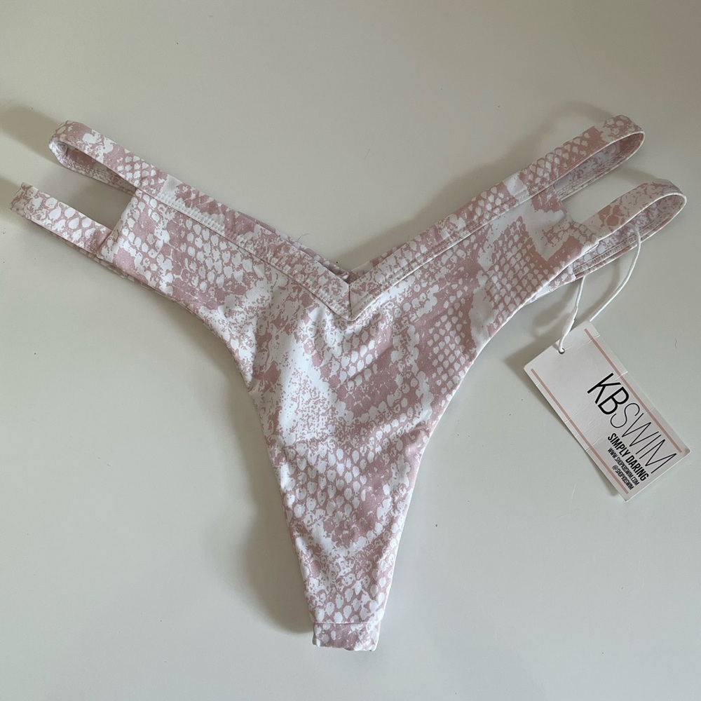 KB SWIM Baby Pink Snake Print Bikini Bottom